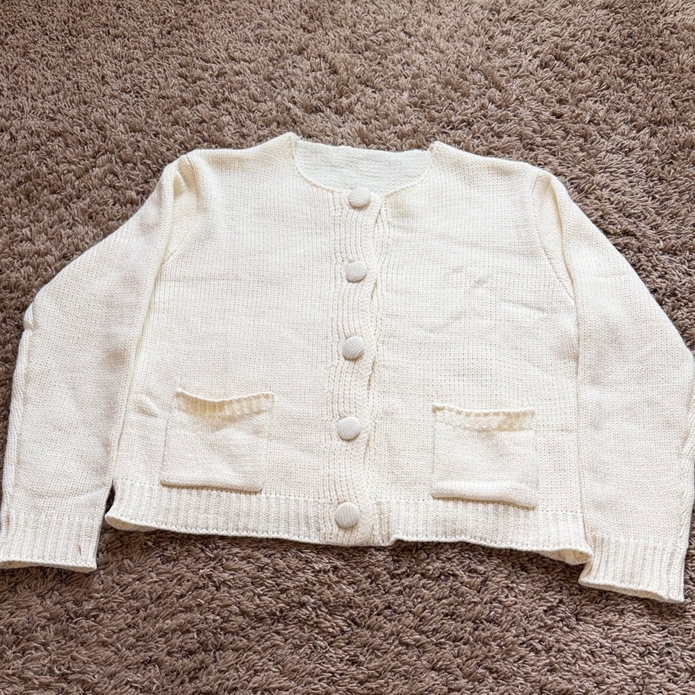Cream Button-Up Women's Sweater